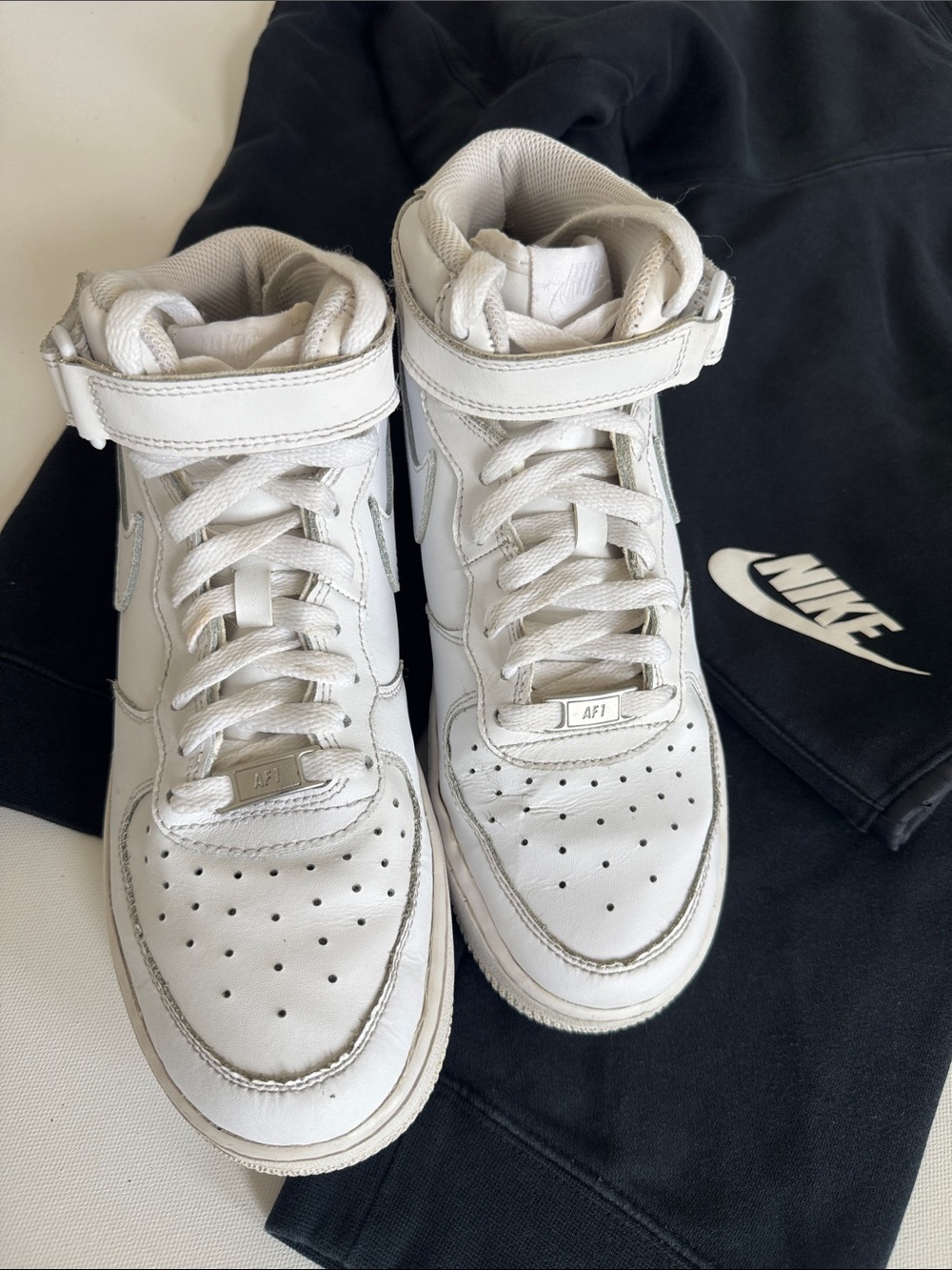 Nike White High-Top Sneakers with Ankle Strap